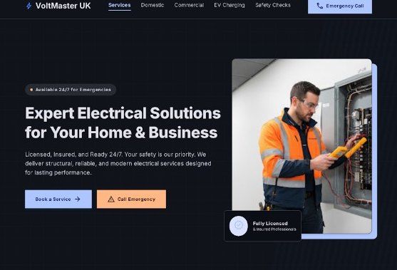Example website design for electricians