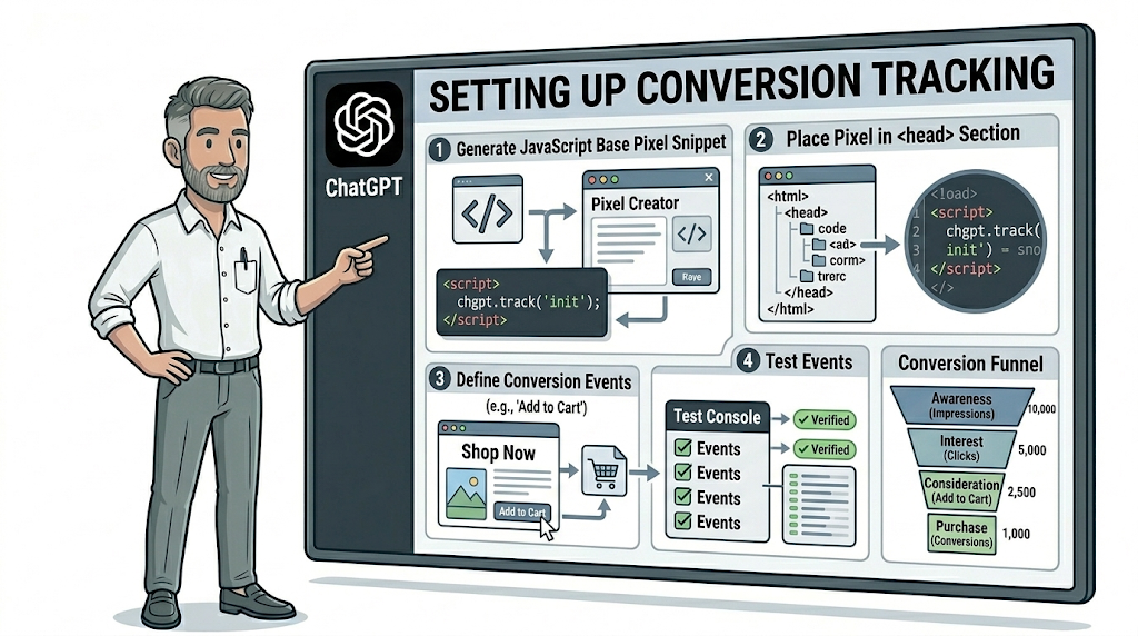 Step-by-step guide to setting up ChatGPT ad conversion tracking and the conversion funnel